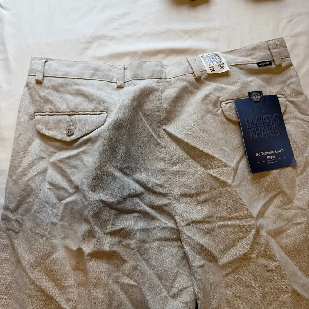 NWT Dockers Tan Linen Trouser Pant 36 x 30